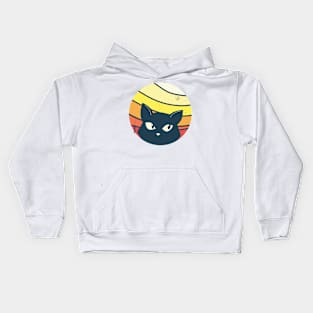 Black Cat Kitten Vintage Retro Aesthetic Vibes Animal Kids Hoodie